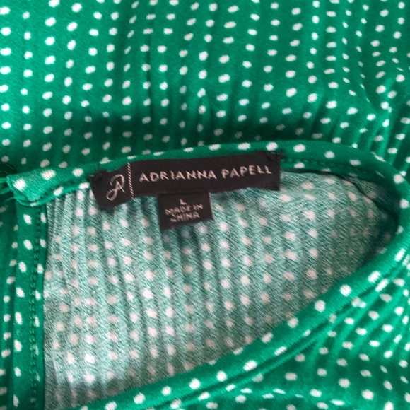 Adriana Papell green/white long sleeve top. Sz Large - Picture 4 of 7